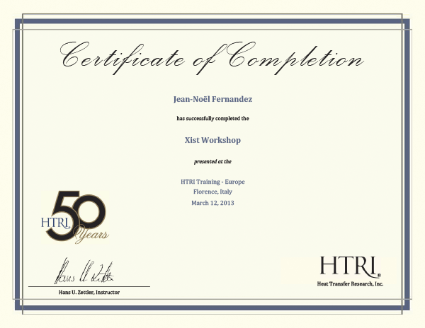 Jean-Noël Fernandez - XIST Workshop - HTRI Training Europe - Florence, Italy - March 12, 2013